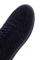 Men's Navy Blue Lace-up Suede Leather Sneaker | Derimod Men's Navy Blue Lace-up Suede Leather Sneaker | Derimod