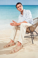 Men's Beige Suede Leather Sandals | Derimod Men's Beige Suede Leather Sandals | Derimod