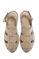 Men's Beige Suede Leather Sandals | Derimod Men's Beige Suede Leather Sandals | Derimod