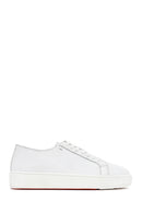 Men's White Lace-up Leather Sneaker | Derimod Men's White Lace-up Leather Sneaker | Derimod