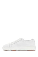 Men's White Lace-up Leather Sneaker | Derimod Men's White Lace-up Leather Sneaker | Derimod
