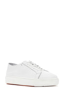 Men's White Lace-up Leather Sneaker | Derimod Men's White Lace-up Leather Sneaker | Derimod