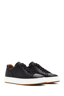 Erkek Siyah Bağcıklı Deri Sneaker | Derimod Erkek Siyah Bağcıklı Deri Sneaker | Derimod