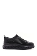 Erkek Siyah Kalın Tabanlı Bağcıklı Deri Sneaker | Derimod Erkek Siyah Kalın Tabanlı Bağcıklı Deri Sneaker | Derimod