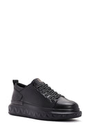 Erkek Siyah Kalın Tabanlı Bağcıklı Deri Sneaker | Derimod Erkek Siyah Kalın Tabanlı Bağcıklı Deri Sneaker | Derimod