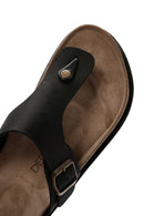 Men's Black Flip Flop Nubuck Leather Slippers | Derimod Men's Black Flip Flop Nubuck Leather Slippers | Derimod