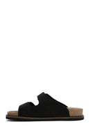 Men's Black Buckle Detailed Nubuck Leather Slippers | Derimod Men's Black Buckle Detailed Nubuck Leather Slippers | Derimod