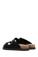 Men's Black Buckle Detailed Nubuck Leather Slippers | Derimod Men's Black Buckle Detailed Nubuck Leather Slippers | Derimod