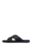 Men's Black Leather Slippers | Derimod Men's Black Leather Slippers | Derimod