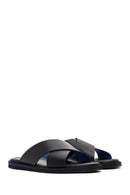 Men's Black Leather Slippers | Derimod Men's Black Leather Slippers | Derimod