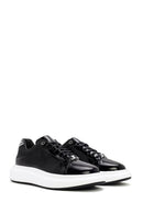 Erkek Siyah Bağcıklı Rugan Deri Sneaker | Derimod Erkek Siyah Bağcıklı Rugan Deri Sneaker | Derimod