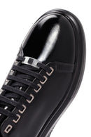 Erkek Siyah Bağcıklı Rugan Deri Sneaker | Derimod Erkek Siyah Bağcıklı Rugan Deri Sneaker | Derimod