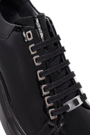 Erkek Siyah Bağcıklı Rugan Deri Sneaker | Derimod Erkek Siyah Bağcıklı Rugan Deri Sneaker | Derimod
