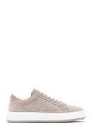 Men's Beige Thick Soled Laced Suede Leather Sneaker | Derimod Men's Beige Thick Soled Laced Suede Leather Sneaker | Derimod