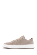Men's Beige Thick Soled Laced Suede Leather Sneaker | Derimod Men's Beige Thick Soled Laced Suede Leather Sneaker | Derimod