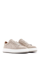 Men's Beige Thick Soled Laced Suede Leather Sneaker | Derimod Men's Beige Thick Soled Laced Suede Leather Sneaker | Derimod