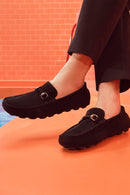 Erkek Siyah Süet Deri Loafer | Derimod Erkek Siyah Süet Deri Loafer | Derimod
