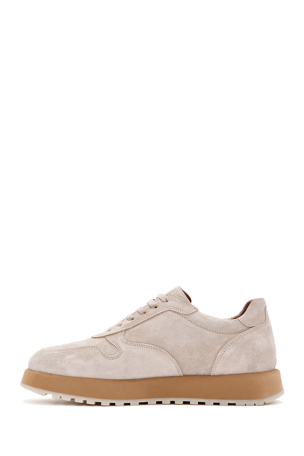 Erkek Bej Bağcıklı Süet Deri Casual Sneaker