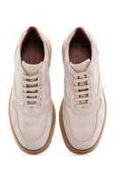 Erkek Bej Bağcıklı Süet Deri Casual Sneaker | Derimod Erkek Bej Bağcıklı Süet Deri Casual Sneaker | Derimod