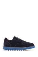 Erkek Lacivert Bağcıklı Süet Deri Casual Sneaker | Derimod Erkek Lacivert Bağcıklı Süet Deri Casual Sneaker | Derimod