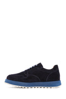 Erkek Lacivert Bağcıklı Süet Deri Casual Sneaker | Derimod Erkek Lacivert Bağcıklı Süet Deri Casual Sneaker | Derimod