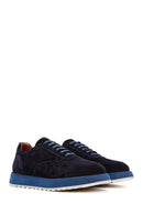 Erkek Lacivert Bağcıklı Süet Deri Casual Sneaker | Derimod Erkek Lacivert Bağcıklı Süet Deri Casual Sneaker | Derimod