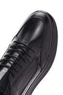 Erkek Siyah Bağcıklı Deri Casual Sneaker | Derimod Erkek Siyah Bağcıklı Deri Casual Sneaker | Derimod