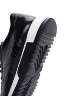 Erkek Siyah Bağcıklı Deri Sneaker | Derimod Erkek Siyah Bağcıklı Deri Sneaker | Derimod