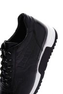 Erkek Siyah Bağcıklı Deri Sneaker | Derimod Erkek Siyah Bağcıklı Deri Sneaker | Derimod