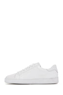 Men's White Lace-Up Leather Sneaker | Derimod Men's White Lace-Up Leather Sneaker | Derimod