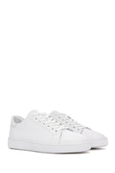 Men's White Lace-Up Leather Sneaker | Derimod Men's White Lace-Up Leather Sneaker | Derimod