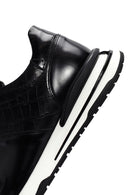 Erkek Siyah Kroko Desenli Bağcıklı Kalın Tabanlı Deri Sneaker | Derimod Erkek Siyah Kroko Desenli Bağcıklı Kalın Tabanlı Deri Sneaker | Derimod