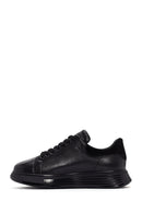 Erkek Siyah Bağcıklı Kalın Tabanlı Deri Sneaker | Derimod Erkek Siyah Bağcıklı Kalın Tabanlı Deri Sneaker | Derimod