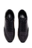 Erkek Siyah Bağcıklı Deri Sneaker | Derimod Erkek Siyah Bağcıklı Deri Sneaker | Derimod