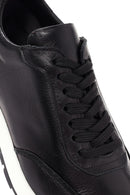 Erkek Siyah Bağcıklı Deri Sneaker | Derimod Erkek Siyah Bağcıklı Deri Sneaker | Derimod