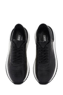Erkek Siyah Bağcıklı Kalın Tabanlı Deri Sneaker | Derimod Erkek Siyah Bağcıklı Kalın Tabanlı Deri Sneaker | Derimod