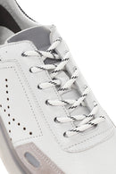 Men's White Lace-up Leather Sneaker | Derimod Men's White Lace-up Leather Sneaker | Derimod