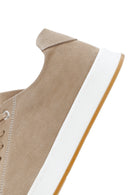 Erkek Bej Bağcıklı Nubuk Deri Sneaker | Derimod Erkek Bej Bağcıklı Nubuk Deri Sneaker | Derimod