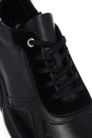 Erkek Siyah Bağcıklı Deri Casual Sneaker | Derimod Erkek Siyah Bağcıklı Deri Casual Sneaker | Derimod
