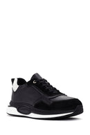 Erkek Siyah Bağcıklı Deri Casual Sneaker | Derimod Erkek Siyah Bağcıklı Deri Casual Sneaker | Derimod