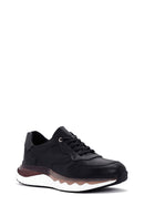 Erkek Siyah Bağcıklı Kalın Tabanlı Deri Casual Sneaker | Derimod Erkek Siyah Bağcıklı Kalın Tabanlı Deri Casual Sneaker | Derimod