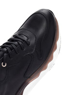 Erkek Siyah Bağcıklı Kalın Tabanlı Deri Casual Sneaker | Derimod Erkek Siyah Bağcıklı Kalın Tabanlı Deri Casual Sneaker | Derimod