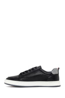 Erkek Siyah Bağcıklı Deri Sneaker | Derimod Erkek Siyah Bağcıklı Deri Sneaker | Derimod