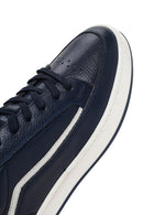 Erkek Lacivert Bağcıklı Deri Sneaker | Derimod Erkek Lacivert Bağcıklı Deri Sneaker | Derimod