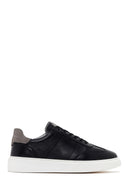 Erkek Siyah Bağcıklı Deri Sneaker | Derimod Erkek Siyah Bağcıklı Deri Sneaker | Derimod