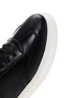 Erkek Siyah Bağcıklı Deri Sneaker | Derimod Erkek Siyah Bağcıklı Deri Sneaker | Derimod