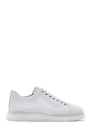 Erkek Beyaz Kalın Tabanlı Bağcıklı Deri Sneaker | Derimod Erkek Beyaz Kalın Tabanlı Bağcıklı Deri Sneaker | Derimod