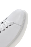 Erkek Beyaz Kalın Tabanlı Bağcıklı Deri Sneaker | Derimod Erkek Beyaz Kalın Tabanlı Bağcıklı Deri Sneaker | Derimod