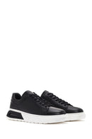 Erkek Siyah Kalın Tabanlı Bağcıklı Deri Sneaker | Derimod Erkek Siyah Kalın Tabanlı Bağcıklı Deri Sneaker | Derimod