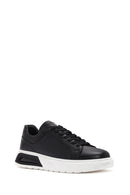 Erkek Siyah Kalın Tabanlı Bağcıklı Deri Sneaker | Derimod Erkek Siyah Kalın Tabanlı Bağcıklı Deri Sneaker | Derimod
